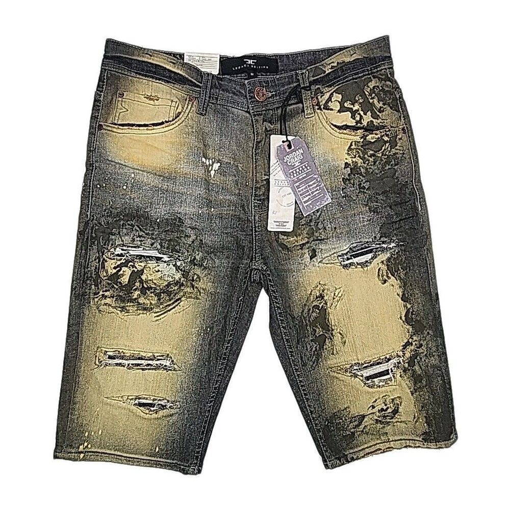 Jordan Craig Shorts Men Sz 32 Stretch Distressed Denim Legacy Edition 13" Inseam